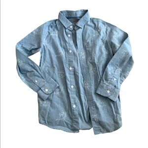 Cat & Jack | Long Sleeve Button Down Blue Collar Shirt With Dinosaur Print